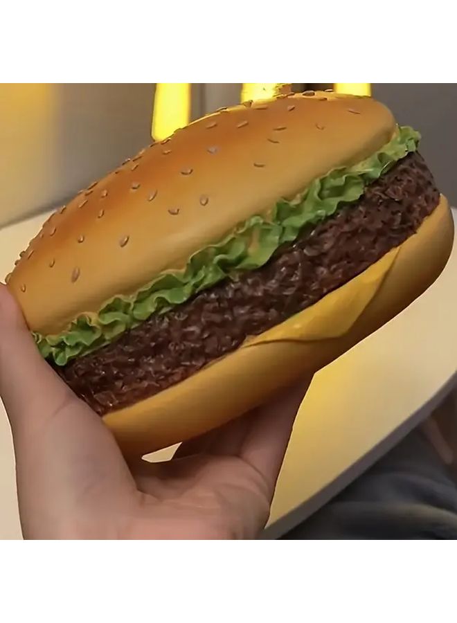 صندوق مناديل الهامبرغر المستدير تصميم برجر واقعي من الراتنج ديكور منزلي هدية - Image 5